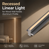 Profilé LED en aluminium pour panneau rainuré WPC, panneau mural intérieur, éclairage résidentiel de luxe YB3004-24-1