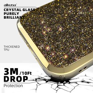 Funda de Teléfono Aikusu Gold con Pedrería Personalizada, Elegante Funda de Cristal para iPhone 17 16 15 14 13 Air Plus Pro Max - Product Image 2