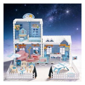 <b>Plastic</b> Playhouse Furniture Set with Doll House Accessories Bedroom <b>Kitchen</b> Bathroom Balcony Gift for Unisex Children Family - Product Image 1