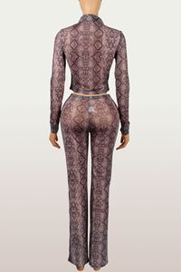 Nuevo Conjunto <span class=keywords><strong>de</strong></span> Blusa con Estampado <span class=keywords><strong>de</strong></span> Serpiente y Pantalones Anchos <span class=keywords><strong>de</strong></span> Pierna para Mujer, Traje <span class=keywords><strong>de</strong></span> 2 Piezas para Otoño, Top Corto <span class=keywords><strong>de</strong></span> Manga Larga - Product Image 6