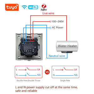 <span class=keywords><strong>Calentador</strong></span> eléctrico de agua caliente instantáneo sin tanque 15A doble Polo/doble tiro táctil Tuya WiFi termostato de interruptor de caldera inteligente - Product Image 4