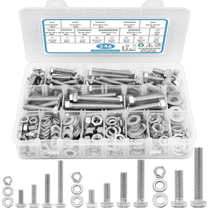 246Pcs 304 Stainless Steel Hex Bolts Nuts Assortment Box Us Standard Unc Thread A2 70 Grade 8.8 - Product Image 1