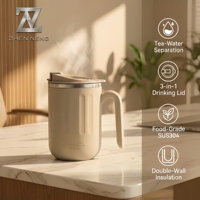 Mug à café isotherme ZHEN NENG en acier inoxydable 304 à double paroi, 480 ml, avec couvercle 3-en-1, portable, pour le bureau et les voyages, idéal comme cadeau