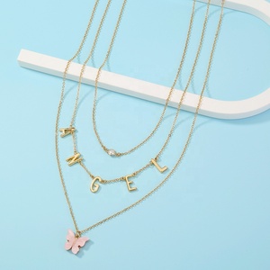 Collier papillon couches pour filles, chaîne de bijoux bon marché, vente en gros, nouvelle mode - Product Image 3