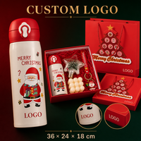 Boîte cadeau de Noël personnalisée avec logo, avec bouteille isotherme, ornements et accessoires de fête pour cadeaux d'entreprise en gros