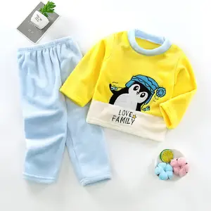 1-15 years kids Autumn Winter baby flannel pajamas children thermal pajamas fleece fur sets boys girls soft leisure suits