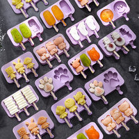 Moules à sucettes glacées en silicone motif dessin animé, bac à glaçons en silicone sans BPA, réutilisable, avec bâtonnets pour enfants, vente en gros