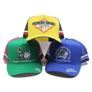 Custom 3d embroidery logo high profile mesh trucker hats trucker caps