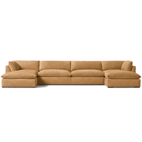 Canapé d'angle classique en cuir en forme de L, avec accoudoirs effilés, pour salon, mobilier d'hôtel écologique et durable