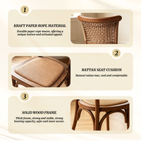 Chaise en plastique démontable avec dossier en rotin durable, aspect bois, empilable, pour mariage, événement, hôtel, salle à manger