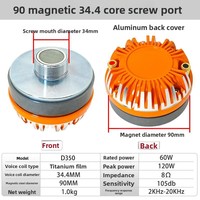 Tête de tweeter en aluminium à 34 cœurs, diaphragme en titane fileté de 34 mm, tête de haut-parleur à cornet magnétique de 90 mm