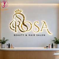 Enseigne lumineuse personnalisée JL, étanche et durable, avec logo LED 3D en métal doré miroir, rétroéclairée, pour signalétique extérieure commerciale