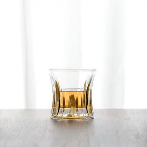Old Fashion Elegant Glass Unique Electroplated Engraved Gold Banded Cocktail Drinkware Rocks Glasses For Rum