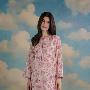 Floral Printed Lawn <b>Kurta</b> Set <b>for</b> <b>Women</b> Loose Fit Floor-Length Traditional Casual Wear India Pakistan Style Summer Outfit - Product Image 1