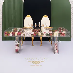 結婚披露宴のテーブルのために透明な新しいボックススタイルの長方形のアクリルダイニングテーブル