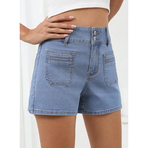 Shorts en jean taille haute pour femme 2025 – Extensibles, effet ventre plat, coupe skinny, style vintage, boutonnés, sexy, pour l'été - Product Image 3