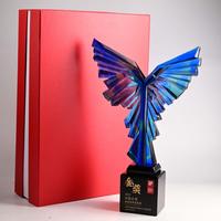 Trophées sportifs personnalisés en verre cristal – Grand trophée en forme d'aile – Design durable et poli