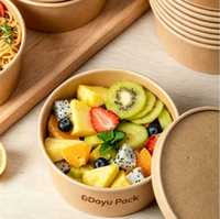 Bol à salade jetable en papier kraft de qualité alimentaire, écologique, avec couvercle transparent anti-fuite pour plats à emporter, personnalisable avec logo