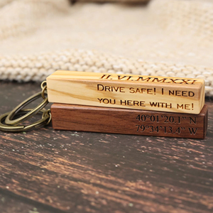 Llavero de madera de haya rectangular personalizable, sencillo y creativo, con colgante de tira de madera, ideal como regalo promocional al por mayor. - Product Image 3