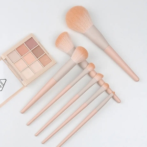 ชุดแปรงแต่งหน้า 8 ชิ้น แบรนด์ส่วนตัว ด้ามไม้สีส้ม ขนแปรงสังเคราะห์วีแกน สำหรับรองพื้น โกนหนวด และเครื่องสำอาง - Product Image 3