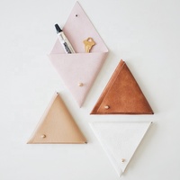 Pochette en cuir triangulaire DIY, porte-monnaie, sac, organiseur de cosmétiques, poches multifonctionnelles, porte-cartes USB, porte-cartes SD, porte-clés, sac
