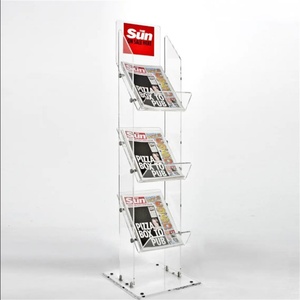 Wholesale Custom Clear Stable Acrylic Magazine Newspaper Display <b>Stand</b> Customized Color/Size/Logo MOQ 50 China Origin for Retail - Product Image 1