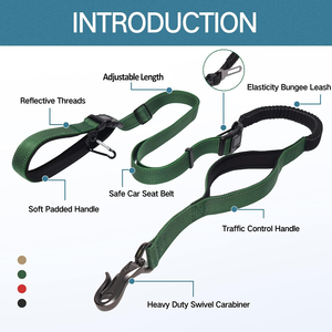 <span class=keywords><strong>Correa</strong></span> de <span class=keywords><strong>perro</strong></span> multifuncional 6 en 1 con cinturón de seguridad de coche resistente elástico de rotación de 360 ° para caminar seguro con <span class=keywords><strong>manos</strong></span> <span class=keywords><strong>libres</strong></span> - Product Image 2