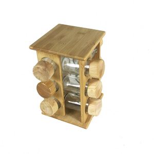 Bamboo 360 Degree Rotating Three-tiered Spice Rack with 12 Bottles - Product Image 3