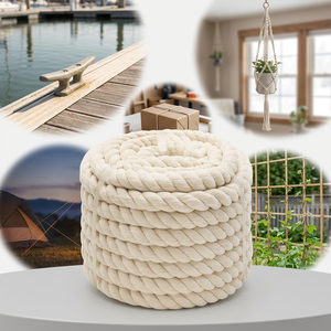 Corde en coton naturel torsadée 100% naturelle, résistante, douce, biodégradable, adaptée aux travaux manuels, fabriquée sous des normes de qualité strictes - Product Image 1