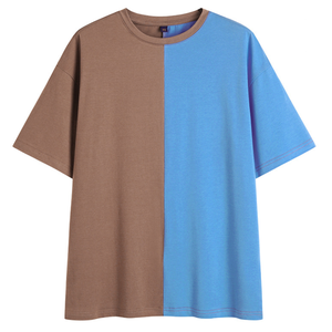 Moda logotipo personalizado algodón nueva moda hombres dos colores camiseta de gran tamaño cuello redondo media manga camisetas para hombres - Product Image 1