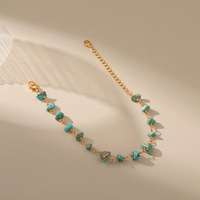 Bracelet en gravier fait main pour femme, style ethnique européen et américain, en cuivre plaqué or véritable 18 carats, turquoise géométrique, couleur inaltérable