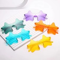 Lunettes de fête sans monture en forme d'étoile Lunettes de fête transparentes couleur bonbon Lunettes de fête amusantes irrégulières une pièce