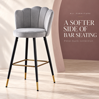 Tabouret de bar en velours à dossier festonné, rembourré, hauteur comptoir, pour îlot de cuisine, café, restaurant - Vente en gros usine