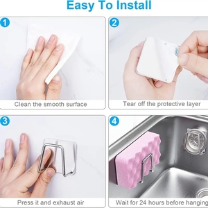 Органайзер для раковины по заводской цене, кухонные аксессуары, сверхмощный крючок из нержавеющей стали, самоклеющиеся губки, держатель - Product Image 3