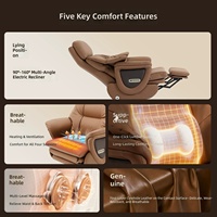 Fauteuil de massage électrique ergonomique moderne avec base rotative réglable, cuir véritable, structure en acier inoxydable, imperméable