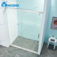 Porte de douche coulissante droite en acier inoxydable Weisdon avec salle de douche encadrée en verre trempé tampon