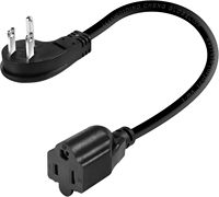 1 pie 1625W 13A UL SJT 16AWG enchufe plano cable de extensión resistente adaptador de ángulo de 90 grados cable de extensión de alimentación, listado UL