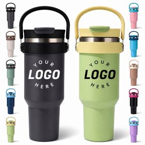 Custom logo 40oz Stainless Steel Handled Travel <b>Coffee</b> Mug With Leakproof Flip Lid Vacuum Insulated 40oz Tumbler with Handle - Product Image 1