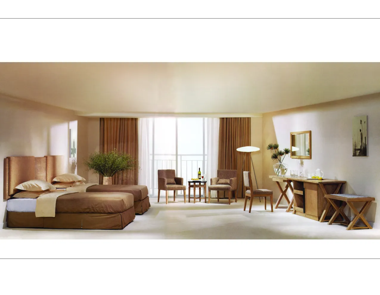 Conjuntos de mobiliário do hotel em diferentes imagens