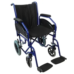 Kursi roda Aluminium lipat biru lebar kursi 45cm kualitas tinggi baru untuk ekspor grosir