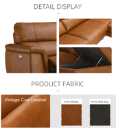 Canapé sectionnel Chesterfield moderne en cuir 3 places avec rangement, pédale pliable, pour villa, hôtel, Europe