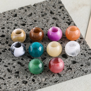 Perles rondes en acrylique à grand trou, taille moyenne, traitement nacré, accessoires de bijoux DIY pour bracelets, colliers, chaînes de téléphone - Product Image 4