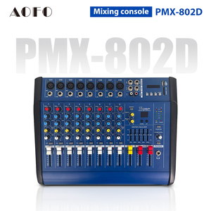 خلاط صوت احترافي AOFO PMX-802D بـ 8 قنوات مع بلوتوث وطاقة فانتوم 48 فولت ومسجل مدمج وأزرار مضاءة خلفياً للدي جي والكاريوكي - Product Image 1