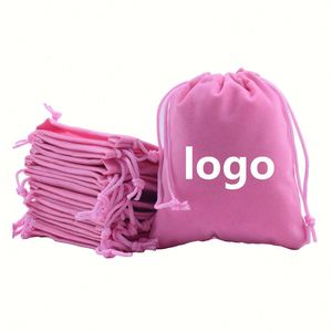 Sac en velours rose à cordon de serrage, petit, exquis, pour le rangement de bijoux, idéal pour les cadeaux de Noël, de mariage ou de fête - Product Image 1