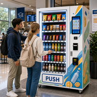 Máquina Expendedora Refrigerada con Pantalla Táctil, Máquina Expendedora de Bebidas, Aperitivos y Alimentos, Sistema de Pago en Efectivo y con Tarjeta