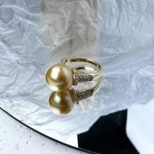 แหวนเงินแท้ S925 ประดับมุก DIY 10686 พร้อมลูกปัดทรงกลมขนาด 10-12 มม. ฐานเครื่องประดับเงินหนา แหวนสวยงาม - Product Image 2