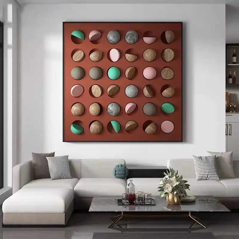 Morden Decor legno fatto a mano intagliato Wall Art pannelli geometrici in legno pittura 3D Hotel Artwork