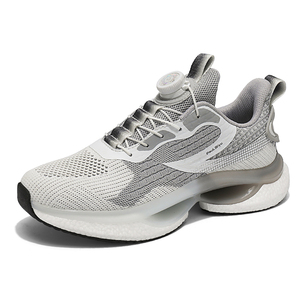 Zapatillas de running ligeras y transpirables de malla con hebilla giratoria, suela suave tipo palomitas, absorción de impactos, zapatillas casuales de verano con cordones - Product Image 2