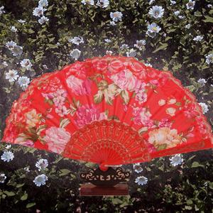 Abanico Plegable Chino de Plástico Hecho a Mano, Nuevo Estilo, Recuerdo de Boda y Decoración para Fiestas de Graduación con Encaje y Patrón Pintado a Mano, Bolsa Incluida - Product Image 2