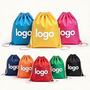 Wholesale Custom Logo Promotional Polyester Nylon <b>Drawstring</b> Shopping Bag and <b>Backpack</b> Draw String Bags - Product Image 1
